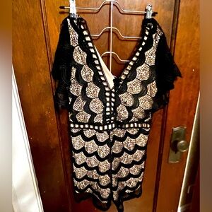Entry black crochet romper size M